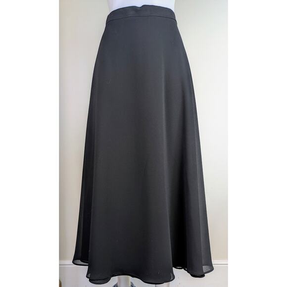 Bianca Nygard VTG Black Midi Flare Wrap Skirt Sheer Overlay Dressy Party Sz 16 - Picture 10 of 10